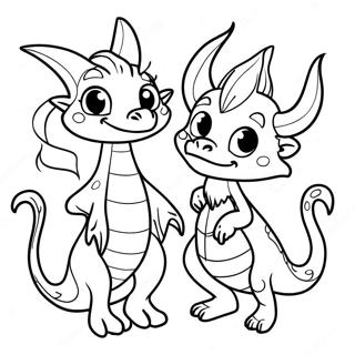 Side By Side Fantasy Creatures Coloring Page 29654-23913