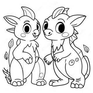 Side By Side Fantasy Creatures Coloring Page 29654-23914