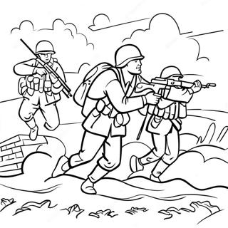 D Day Soldiers In Action Coloring Page 29734-23976