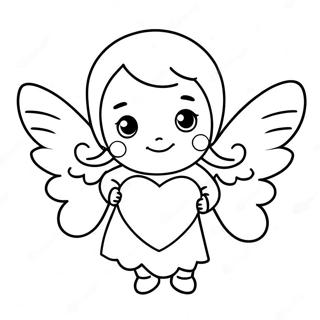 Cute Little Angel With A Heart Coloring Page 29854-24070