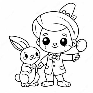 Cute Magician With A Rabbit Coloring Page 29894-24098