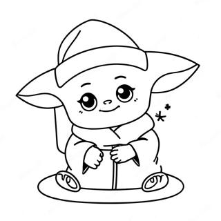 Cute Baby Yoda With Santa Hat Coloring Page 29944-24143