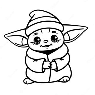 Cute Baby Yoda With Santa Hat Coloring Page 29944-24144