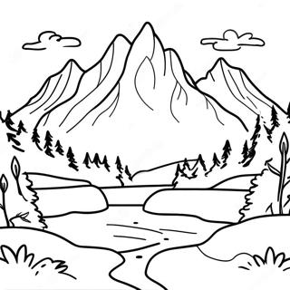 Snowy Mountain Landscape Coloring Page 29964-24150