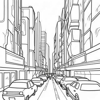 Cyberpunk Cityscape Coloring Page 30023-24202