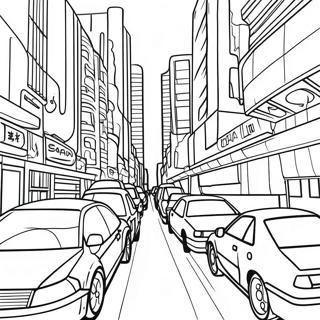 Cyberpunk Cityscape Coloring Page 30023-24203