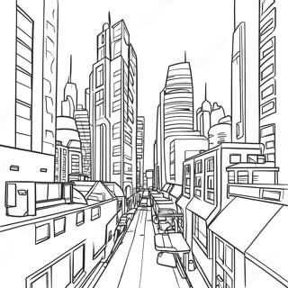 Cyberpunk Cityscape Coloring Page 30023-24204