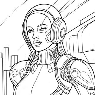 Futuristic Cyberpunk Character Coloring Page 30024-24198