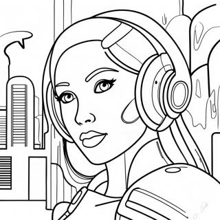 Futuristic Cyberpunk Character Coloring Page 30024-24200