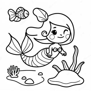 Boy Mermaid Swimming In Coral Reef Coloring Page 30113-24271