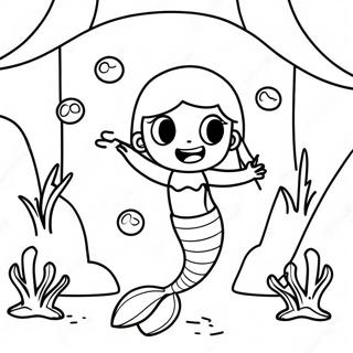 Adventurous Boy Mermaid Exploring Underwater Caves Coloring Page 30114-24273