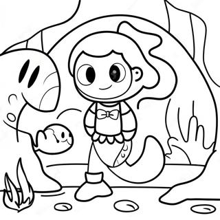 Adventurous Boy Mermaid Exploring Underwater Caves Coloring Page 30114-24274