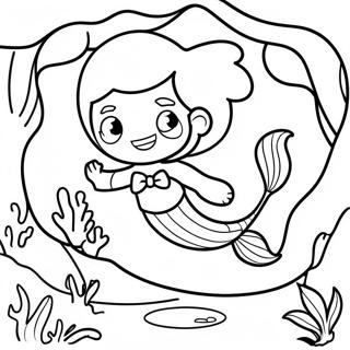 Adventurous Boy Mermaid Exploring Underwater Caves Coloring Page 30114-24276