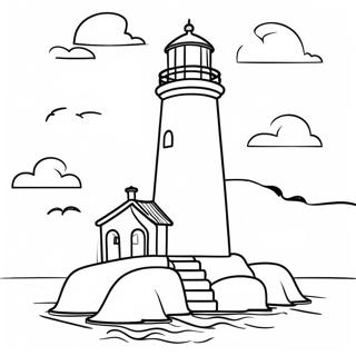 Colorful Lighthouse By The Sea Coloring Page 3012-2509