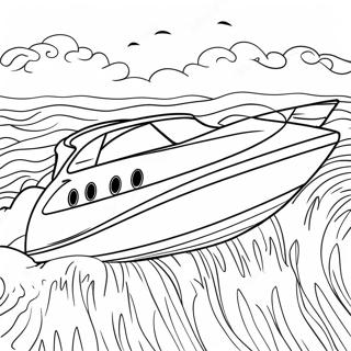 Speed Boat Racing On The Waves Coloring Page 30143-24294