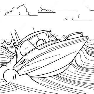 Speed Boat Racing On The Waves Coloring Page 30143-24295