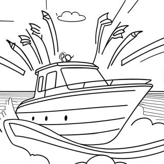 Fast Speed Boat With Colorful Flags Coloring Page 30144-24297