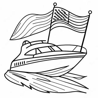 Fast Speed Boat With Colorful Flags Coloring Page 30144-24300