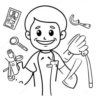 Friendly Dentist With Tools Coloring Page 30154-24305