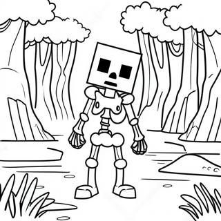 Creepy Minecraft Skeleton In The Forest Coloring Page 30274-24404