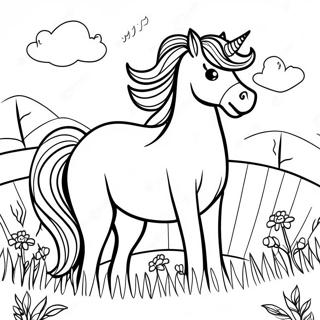 Majestic Horse In A Meadow Coloring Page 30294-24417