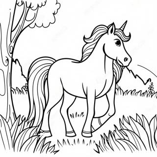 Majestic Horse In A Meadow Coloring Page 30294-24418