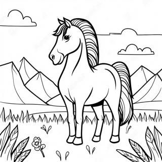 Majestic Horse In A Meadow Coloring Page 30294-24419