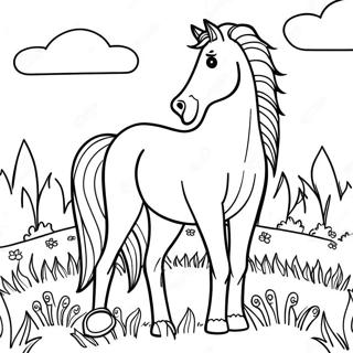 Majestic Horse In A Meadow Coloring Page 30294-24420