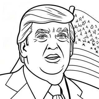 Donald Trump With American Flag Coloring Page 30394-24500