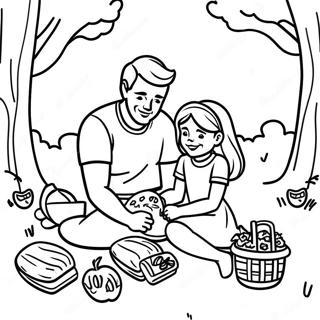 Playful Father And Daughter Picnic Coloring Page 30444-24538