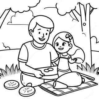 Playful Father And Daughter Picnic Coloring Page 30444-24540