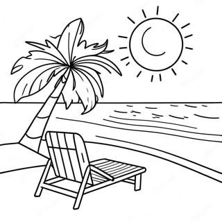 Tropical Beach Scene Coloring Page 3051-2551