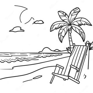 Tropical Beach Scene Coloring Page 3051-2552