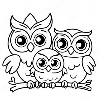 Cute Owl Family Coloring Page 30534-24612