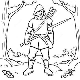 Brave Robin Hood In Sherwood Forest Coloring Page 30554-24621