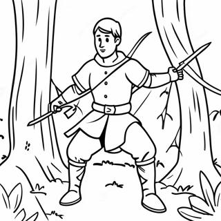 Brave Robin Hood In Sherwood Forest Coloring Page 30554-24623