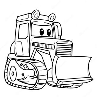 Cute Cartoon Bulldozer Coloring Page 30574-24639