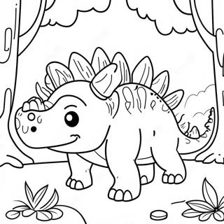 Cute Ankylosaurus In A Forest Coloring Page 30614-24673