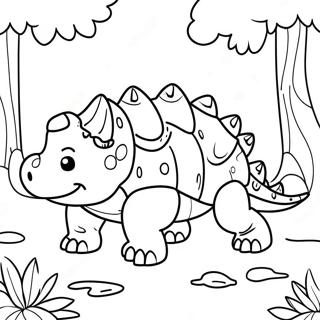 Cute Ankylosaurus In A Forest Coloring Page 30614-24674