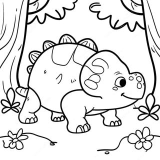 Cute Ankylosaurus In A Forest Coloring Page 30614-24675