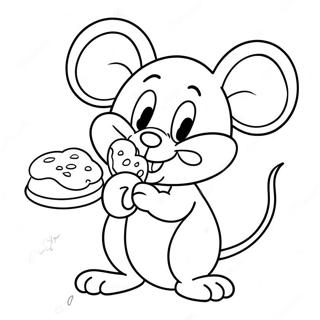 Cheerful Mouse With A Cookie Coloring Page 3062-2542