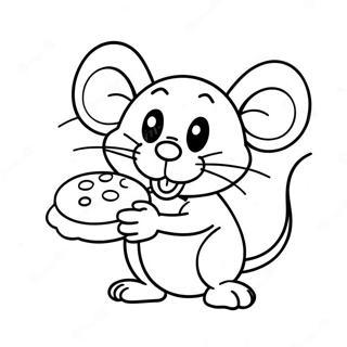 Cheerful Mouse With A Cookie Coloring Page 3062-2543