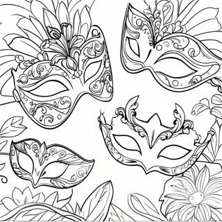 Elegant Masquerade Masks Coloring Page 30694-24740