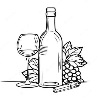 Elegant Wine Bottle And Corkscrew Coloring Page 30704-24745