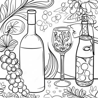 Elegant Wine Bottle And Corkscrew Coloring Page 30704-24747