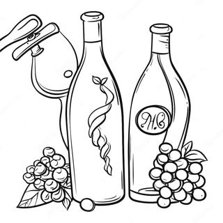 Elegant Wine Bottle And Corkscrew Coloring Page 30704-24748