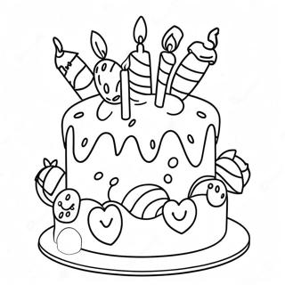 Joyful 10th Birthday Cake Coloring Page 30714-24751