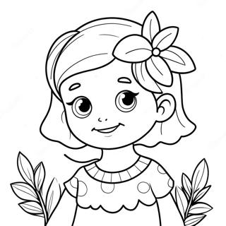 Cute Girl With Flowers Coloring Page 3072-2556