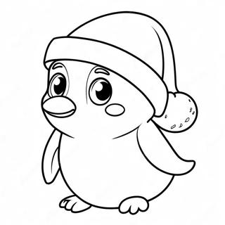 Adorable Penguin With Santa Hat Coloring Page 30744-24776