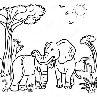 Colorful Africa Wildlife Coloring Page 30774-24802